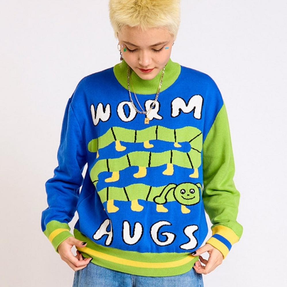 Kina and Tam Knit Sweater | Worm Hugs XS | Dopamine Dressing